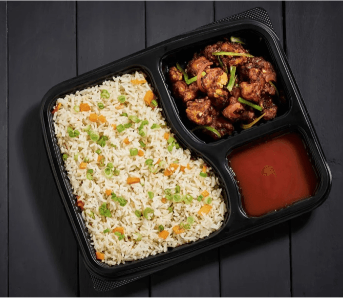 Veggie Fried Rice + Gobi Manchurian + Nimki